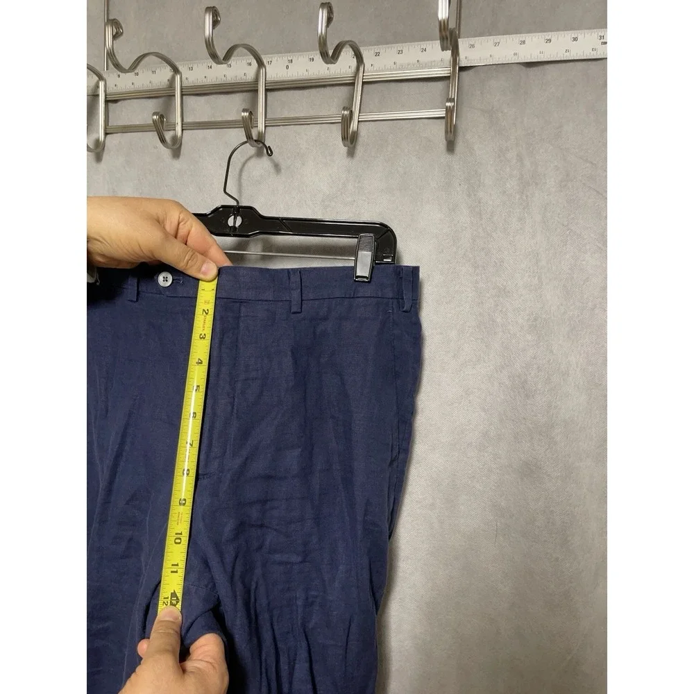 Ralph Lauren Pants Men 35x32 Blue Linen Black Label Hopsack Casual Academia Luxe
